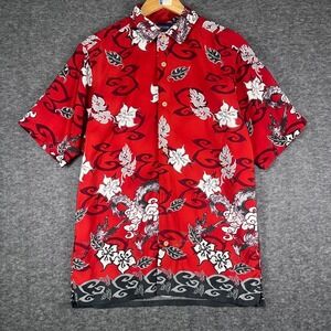 Hawaiian Shirt Button Down Mens XL Red Excellent